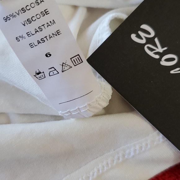 MONDE COLORE white lace edged v neck long sleeve top Small Basic essentials - Picture 3 of 5